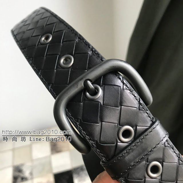 BV高端男士皮帶 寶緹嘉編織搭配槍色磨砂帶頭腰帶 寶緹嘉經典牛皮腰帶  jjp1530